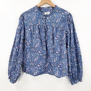 J. Crew Button-front Ruffleneck Popover Blouse In Liberty Bourton Bloom